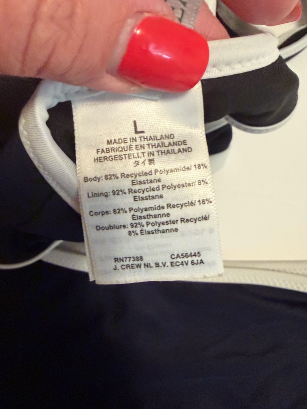 J. Crew Navy Padded Bikini with White Trim Size Large - Picture 5 of 10